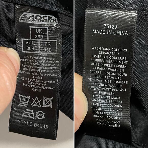 Shock Absorber Active Mesh Racerback Contour Shape Sports Bra 36B Black Sporty - Picture 2 of 5